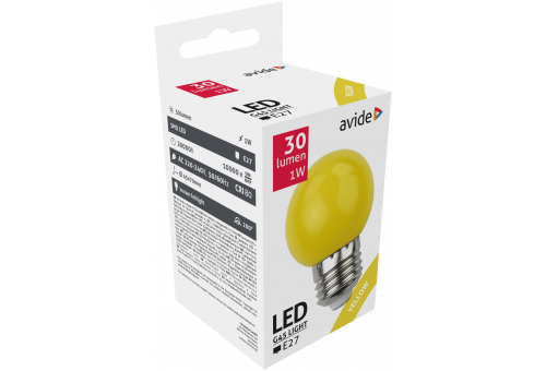 Dekor LED fényforrás G45 1W E27 Sárga