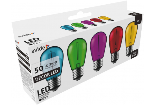 Bec LED decor filament 1W E27 (Verde/Albastru/Galben/Roșu/Violet) Avide
