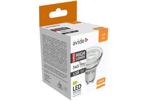 LED Spot Alu+Plástico 2.5W GU10 NW Super High Lumen