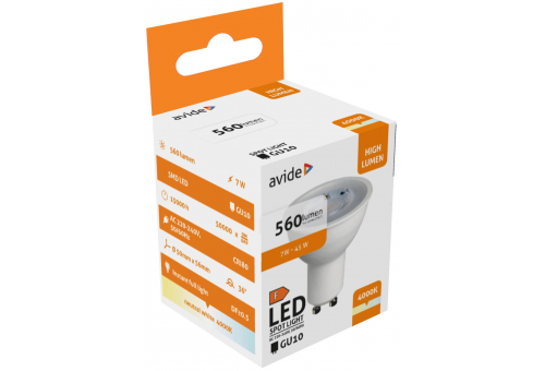 Bec LED Spot 7W GU10 36° NW Aluminiu+Plastic Avide