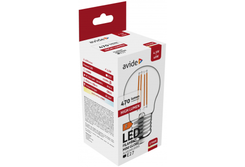 Bec LED Filament Mini Globe 4.5W E27 WW Avide