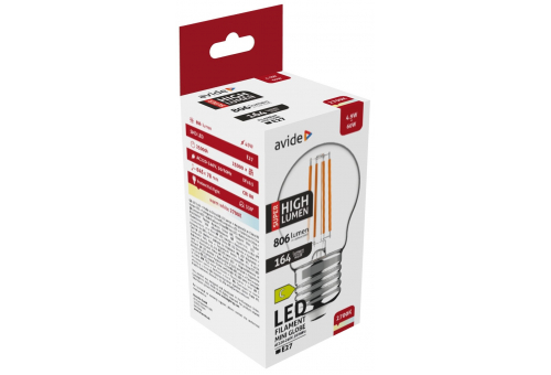 Bec LED Filament Mini Globe 4.9W E27 WW 2700K Super High Lumen Avide