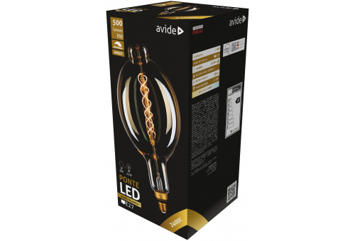 Bec LED 8W E27 2400K dimabil Jumbo Filament Ponte 180x385mm Amber Avide