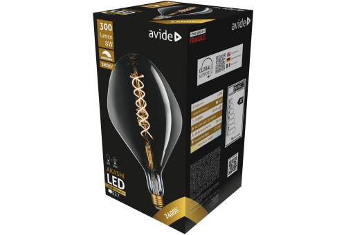 Bec LED 8W E27 2400K dimabil Jumbo Filament Akashi 160x270mm Smoky Avide