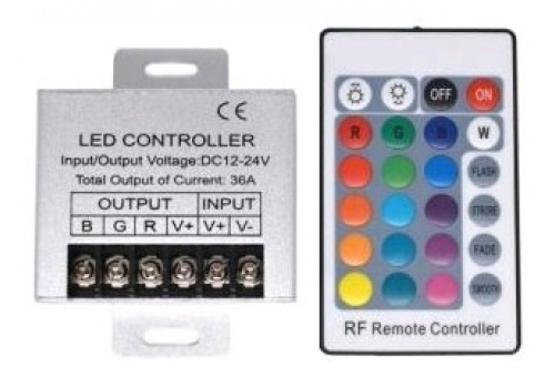 LED pás 12V 432W RGB 24 gombíkové RF Diaľkové ovládanie a ovládač