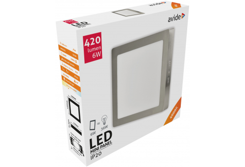 LED Falra Szerelhető Négyzetes Mennyezeti Lámpa ALU Szatén Nikkel 6W NW