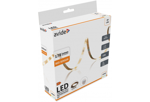 Bandă LED cu senzor 5V USB 1.2m 3W 3000K Single pentru pat Avide