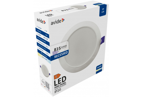 Plafonieră LED 9W CW încastrabilă rotundă plastic Avide