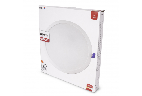 Avide LED Ceiling Lamp Recessed Panel Round Plastic 24W WW 3000K