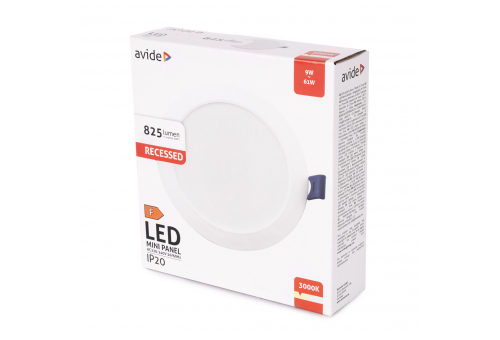 LED Ceiling Lamp Recessed Panel Round Plastic 9W WW
