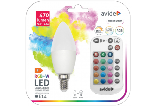 Smart LED Candle 4.9W RGB+W IR com telecomando