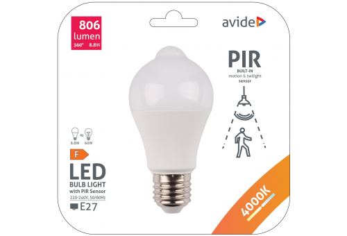 Smart LED Globo A60 8.8W NW Com sensor de movimento PIR