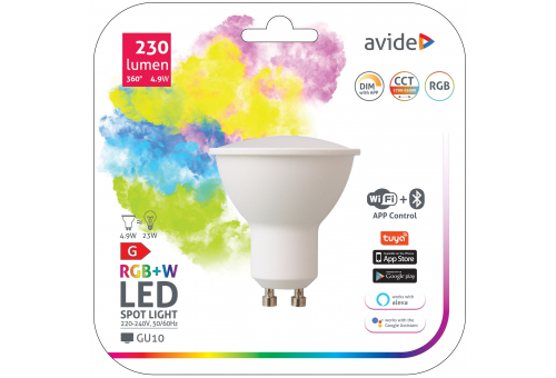 Bec LED Smart GU10 4.9W RGB+W control Wifi + BLE APP Avide