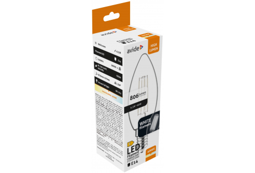 Avide LED White Filament Candle 6.5W E14 NW 4000K